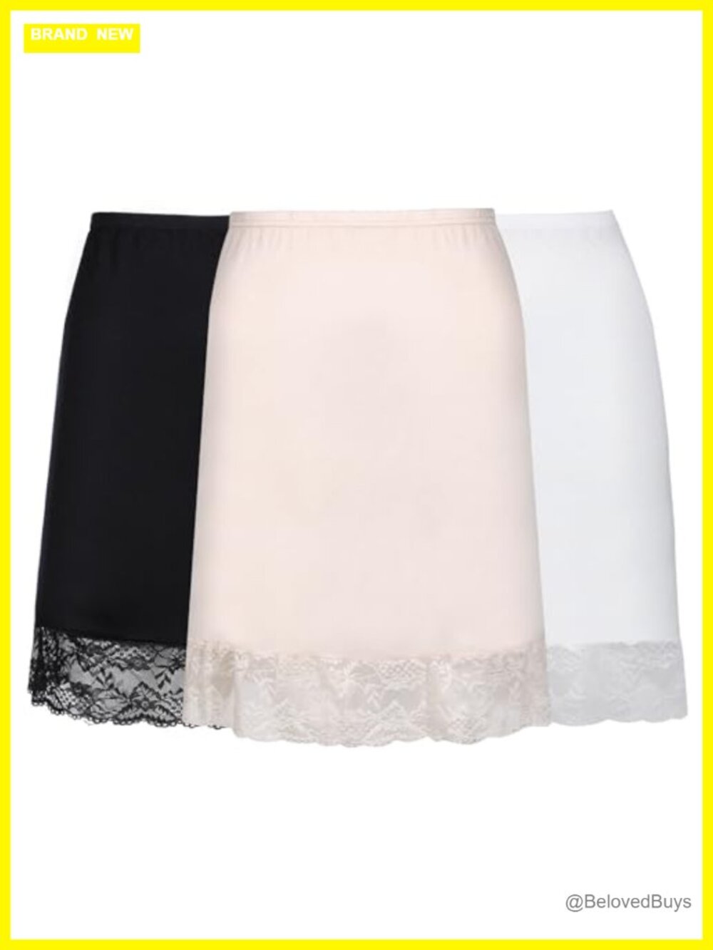 3 Pack Half Slips for Under Dresses Lace Trim Above Knee Adjustable